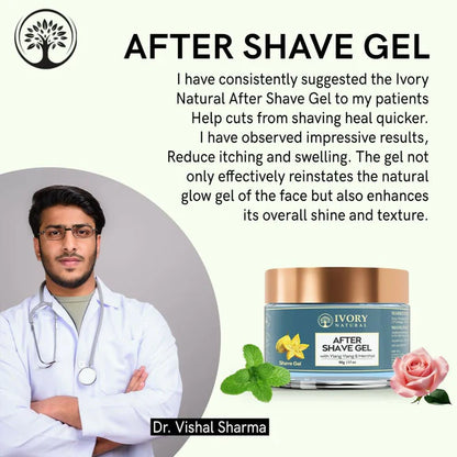 Ivory Natural After Shave Gel For Gentle Post-Shave, Reduced Facial Worries - 50 gm