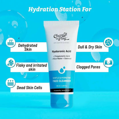 Chemist at Play Gentle & Hydrating Face Cleanser with Vitamin E, Rice Water & Oatmeal, Removes Excess Oil & Dirt - 100 ml