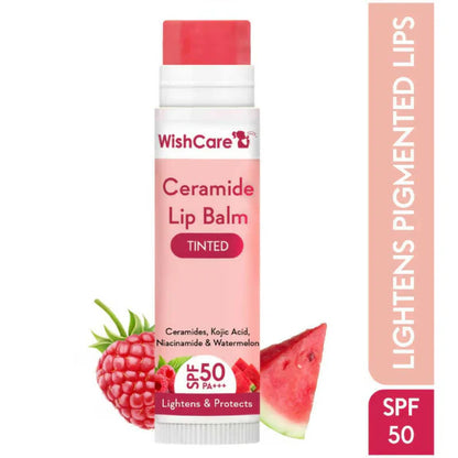 Wishcare Ceramide Lip Balm with SPF50 PA+++ - Tinted - Brightening Balm for Dark Lips with Kojic Acid & Niacinamide - 5 gm