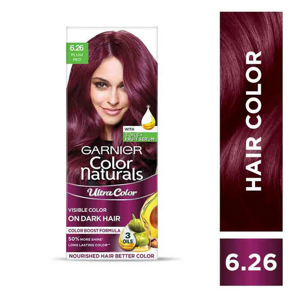 Garnier Color Naturals Ultra Hair Color - 6.26 Plum Red - 55ml + 50gm