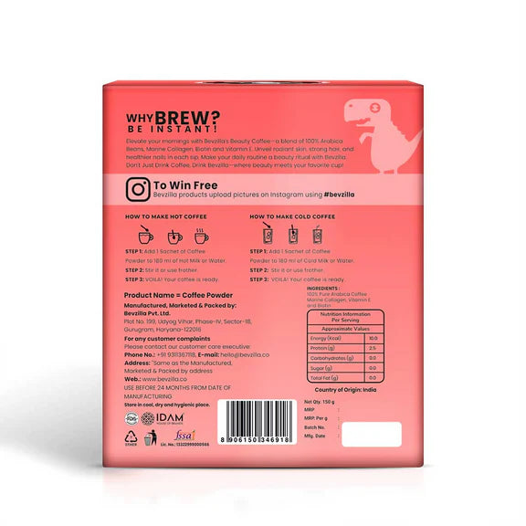 Bevzilla Beauty Coffee - 5 gm - Pack of 30