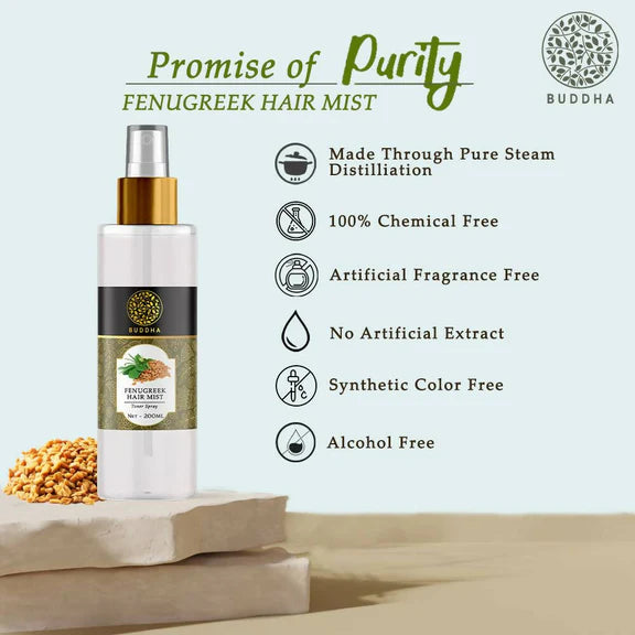 Buddha Natural Fenugreek Hair Vitalizer Spray Mist- Hair Thinning & Greying Hair Mist - 150 ml