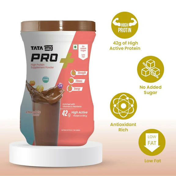 Tata 1mg Pro+ Soy Protein Supplement Powder(Chocolate Flavour) - 400 gm