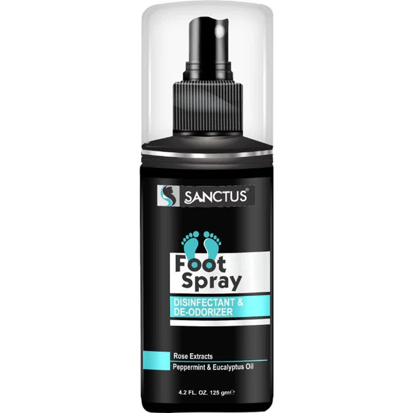SANCTUS Foot Spray - Disinfectant & Deodorizer - For Fresh Smelling Feet All Day - 125 gm