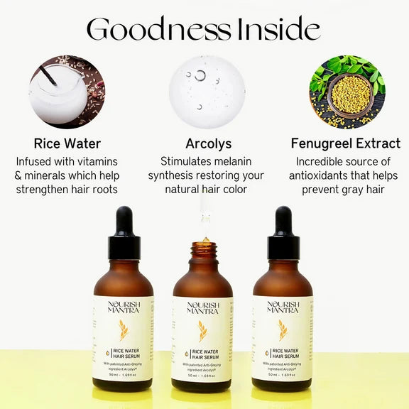 Nourish Mantra Anti-Greying Hair Serum With Rice Water & Arcolys to Stop Premature Hair Greying - 50 ml