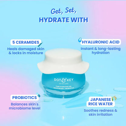 Dot & Key 72Hr Hydrating Gel + Probiotics Moisturizer For Face - 60 ml
