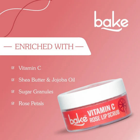Bake Vitamin C Rose Lip Scrub For Dark Lips & Pigmentation - 25 gm