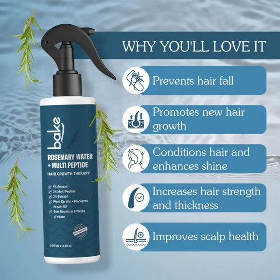 Bake Rosemary Water Hair Growth Spray with Multi Peptides - 100 ml
