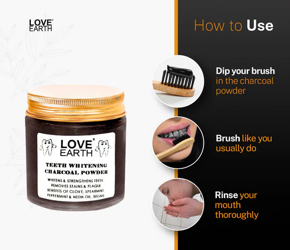Love Earth Teeth Whitening Charcoal Powder - 50 gm