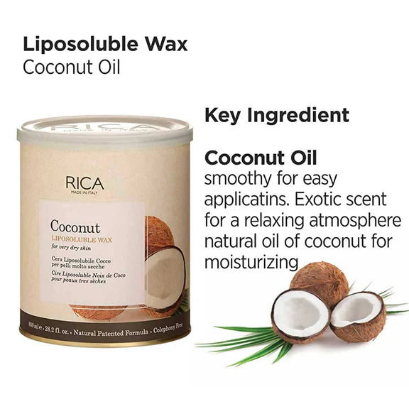 Rica Coconut Liposoluble Hair Removal Wax for Very Dry Skin - 800 ml