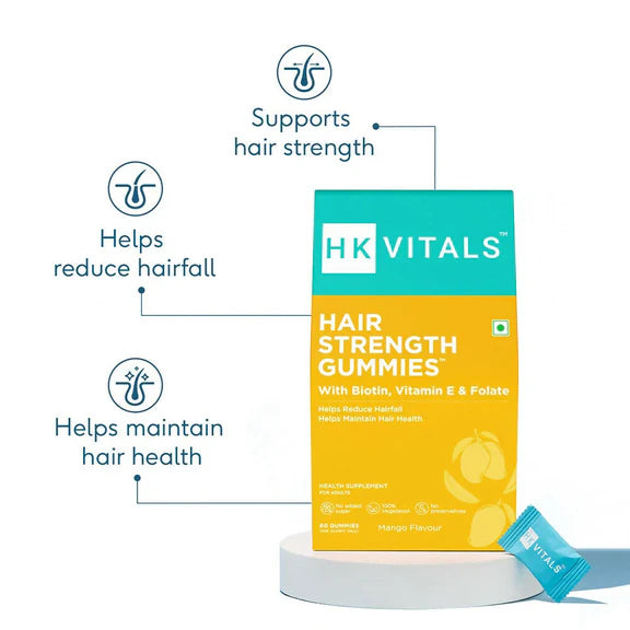 HK Vitals Hair Strength Biotin Gummies - Mango Flavor - 60 gummies