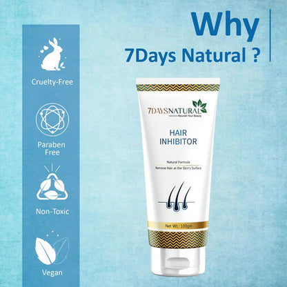 7 Days Organic Hair Inhibitor Permanent Hair Removal Cream - 100 gm