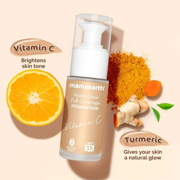 Mamaearth Hydra-Glow Full Coverage Foundation With Vitamin C & Turmeric - Beige Glow