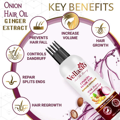 Vellasio Essence Onion Ginger Hair Oil For Hair - 100 ml