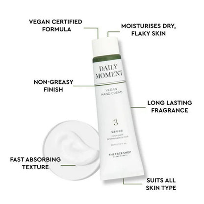 The Face Shop Non-Greasy Vegan Hand Cream - Noon Park With Hyaluronic Acid - 30 ml