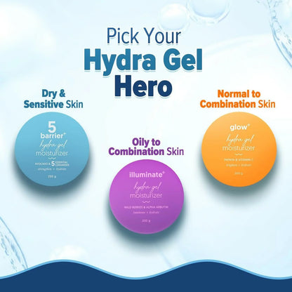 Aqualogica Illuminate+ Hydra Gel Moisturizer with Wild Berries & Alpha Arbutin, Non-Sticky & Quick Absorbing for Luminous Skin - 100 gm