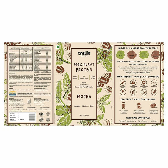 Onelife Plant Protein Mocha - 500 gm