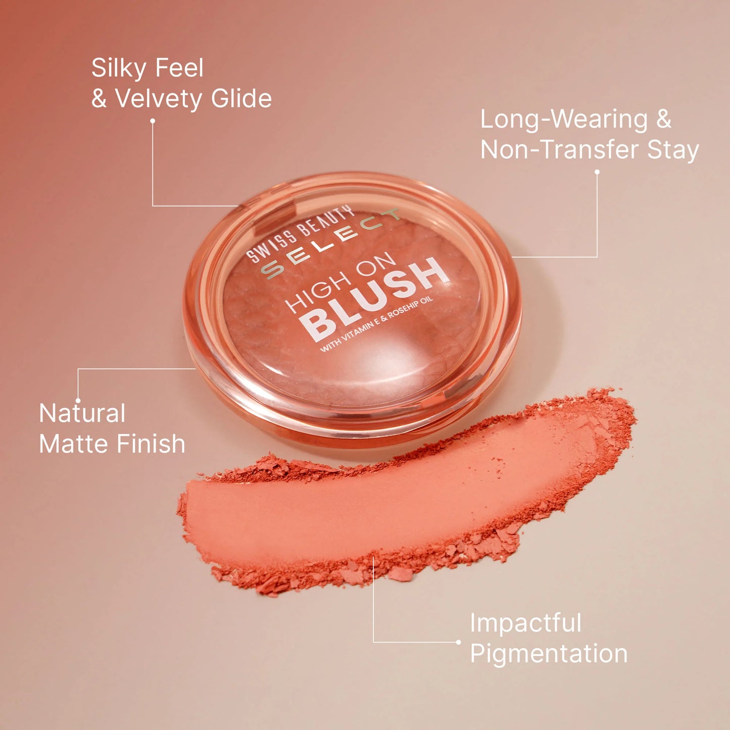 Swiss Beauty Select High On Blush - Pretty Peach - 8 gm