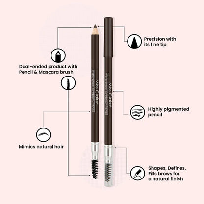 Miss Claire Waterproof Eyebrow Pencil With Mascara Brush - 02 Dark Brown - 1.4 gm