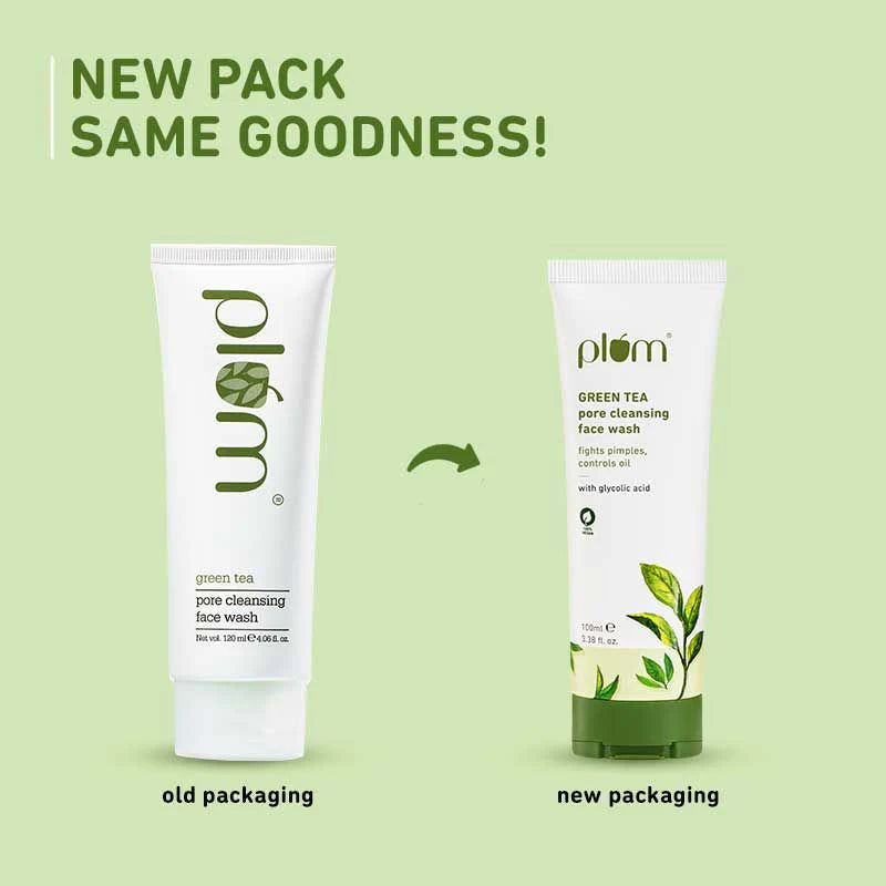 Plum Green Tea Pore Cleansing Face Wash With Glycolic Acid - Fights Acne & Oil For Clear Skin - 50 ml