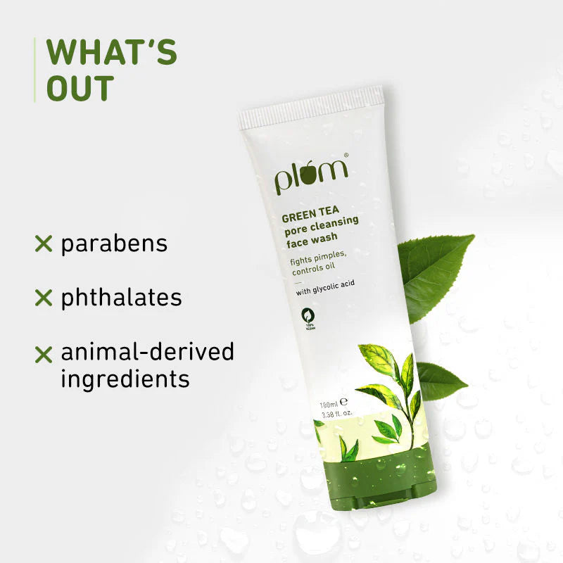 Plum Green Tea Pore Cleansing Face Wash With Glycolic Acid - Fights Acne & Oil For Clear Skin - 50 ml