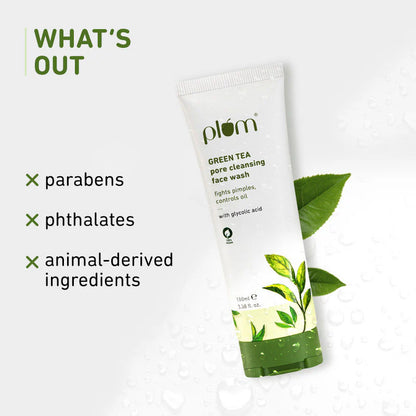 Plum Green Tea Pore Cleansing Face Wash With Glycolic Acid - Fights Acne & Oil For Clear Skin - 50 ml