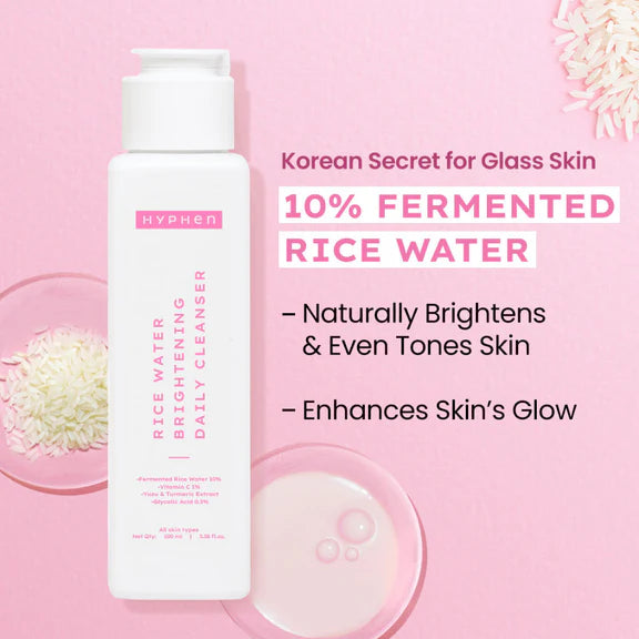 Hyphen By Kriti Sanon Rice Water Face Brightening Daily Cleanser, Reduce Pigmentation & Dark Spots, Brightens & Even Tones Skin, Moisturizes Skin - 100 ml