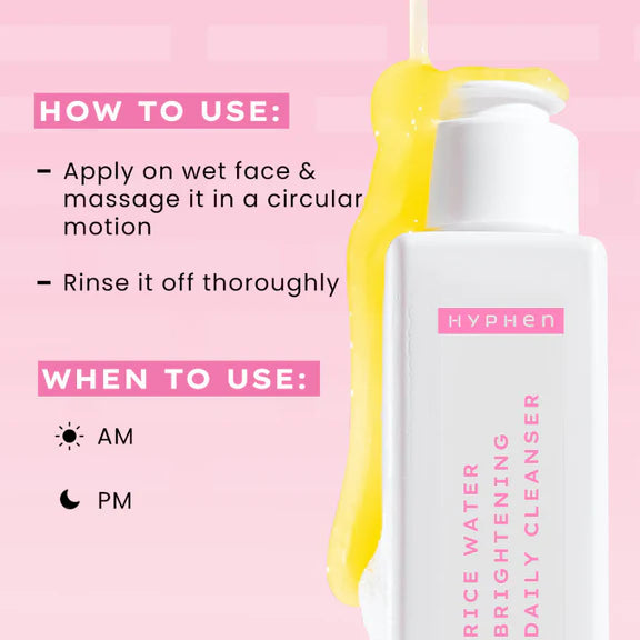 Hyphen By Kriti Sanon Rice Water Face Brightening Daily Cleanser, Reduce Pigmentation & Dark Spots, Brightens & Even Tones Skin, Moisturizes Skin - 100 ml