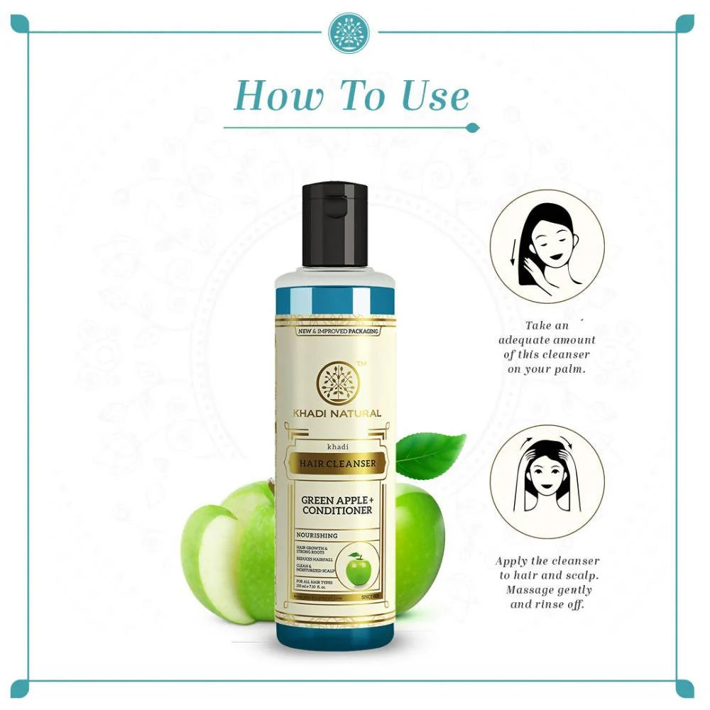 Khadi Natural Green Apple + Conditioner Hair Cleanser - 210 ml