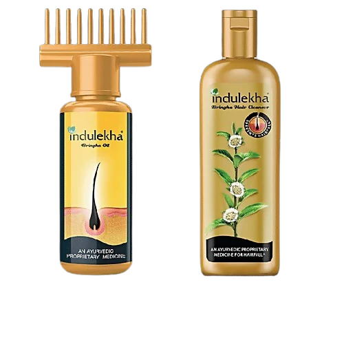 Indulekha Combo Set - Bringha Hair Oil and Anti Hair Fall Shampoo (Hair Cleanser) - combo