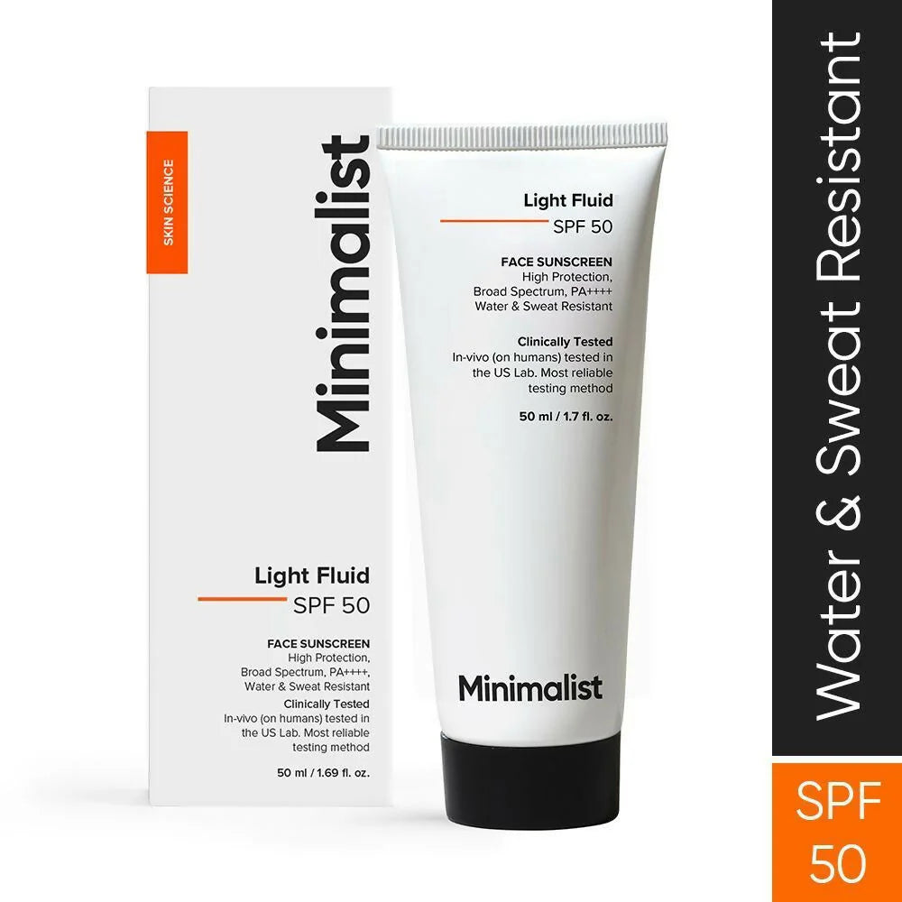 Minimalist Light Fluid Face Sunscreen with SPF 50 PA++++ - Lightweight, Water & Sweat Resistant - 50 ml