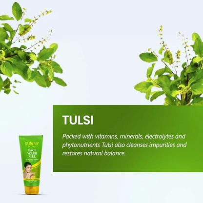 Sunny Herbals Face Wash Gel with Aloevera, Calendula, Neem & Tulsi - 110 gm