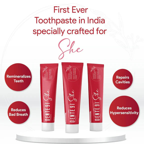 Dente91 She Toothpaste Specially Crafted For Women, Remove Plaque - 100 gm