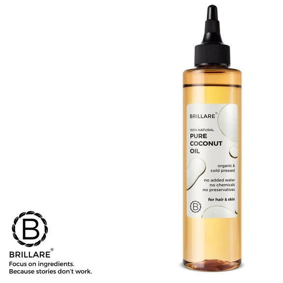 Brillare 100% Natural Pure Coconut Oil Organic & Cold Pressed Hair Oil with Zero Chemicals - 200 ml