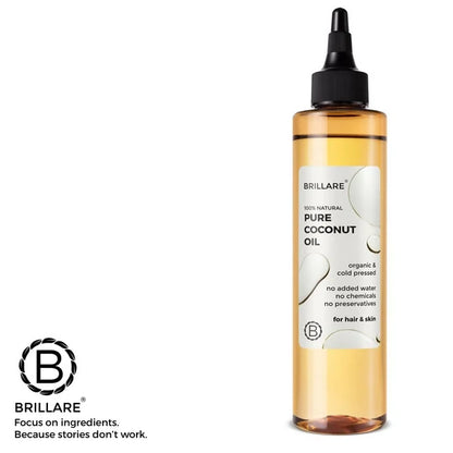 Brillare 100% Natural Pure Coconut Oil Organic & Cold Pressed Hair Oil with Zero Chemicals - 200 ml