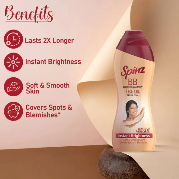 Spinz BB Brightening & Beauty Face Talc - Natural Beige - 70 gm