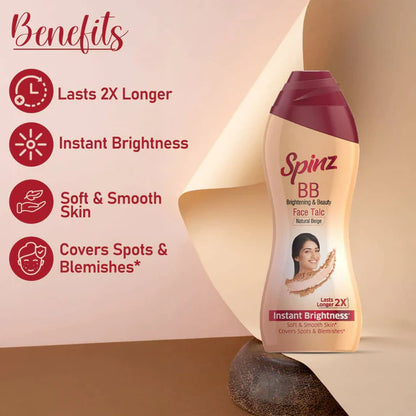 Spinz BB Brightening & Beauty Face Talc - Natural Beige - 70 gm