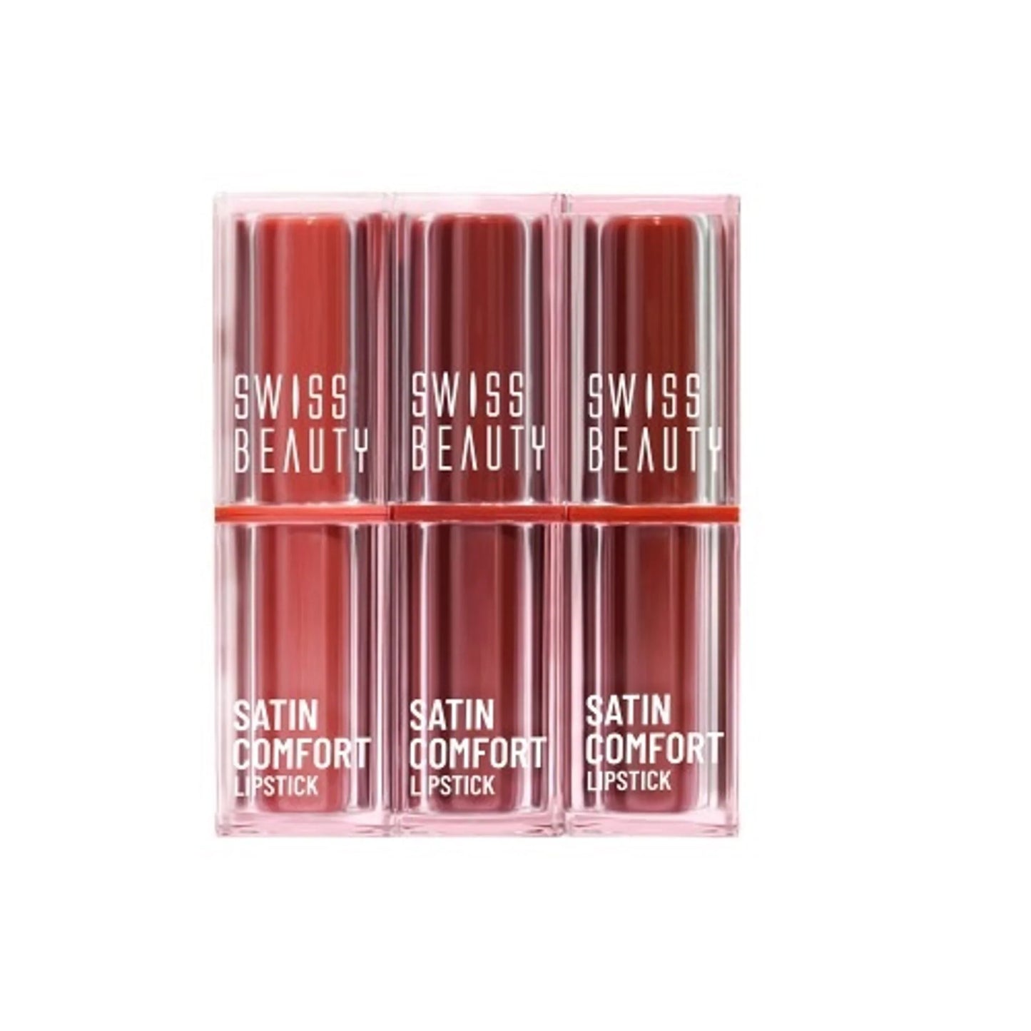 Swiss Beauty Satin Comfort Lipstick Trio 3-In-1 Combo - Nude And Brown - 9 gm