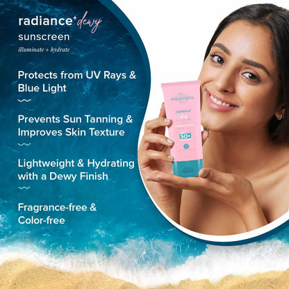 Aqualogica Radiance+ Dewy Lightweight Sunscreen Gel SPF 50+ PA+++ - 80 gm