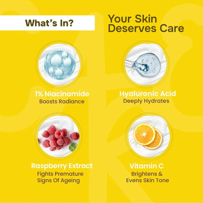 Swiss Beauty Care Glow Fusion Sunscreen SPF 50 PA++++ - 1% Niacinamide & Raspberry Extract - 50 gm