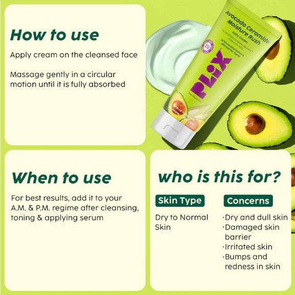 PLIX The Plant Fix Avocado 1% Ceramide Moisture Rush Barrier Repair Cream With SPF 20 - 50 gm