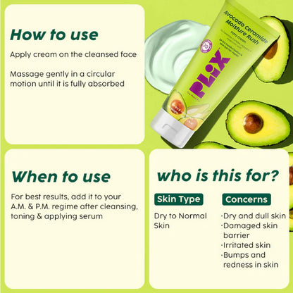PLIX The Plant Fix Avocado 1% Ceramide Moisture Rush Barrier Repair Cream With SPF 20 - 50 gm