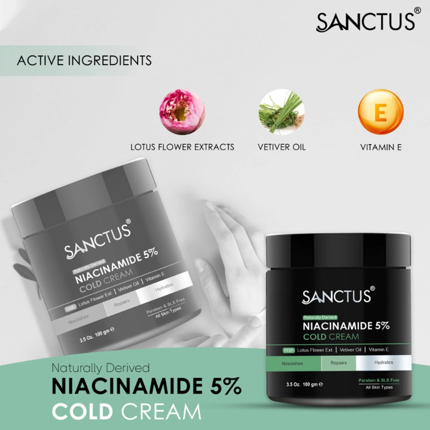 SANCTUS Moisturizing 5% Niacinamide Cold Cream - 50 gm