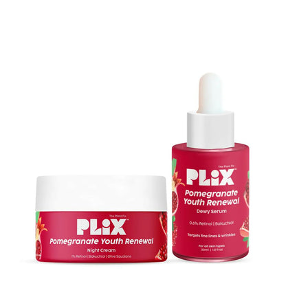 PLIX The Plant Fix 0.6% Retinol Face Serum and 1.20% Retinol Night Cream with Bakuchi Oil -combo
