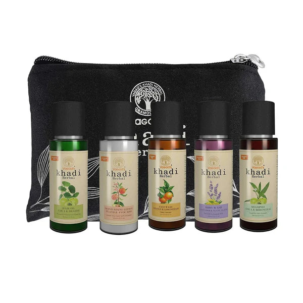 Vagad's Khadi Grooming Travel Kit Men & Women - combo