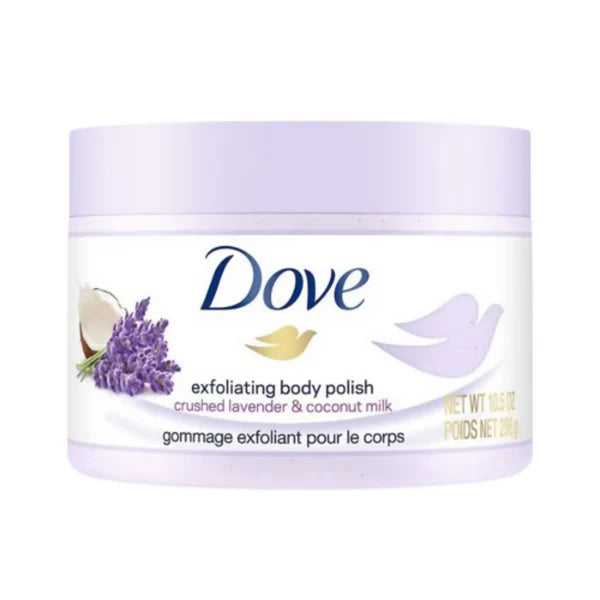 Dove Exfoliating Body Polish Scrub With Crushed Lavender And Coconut Milk - 298 gm