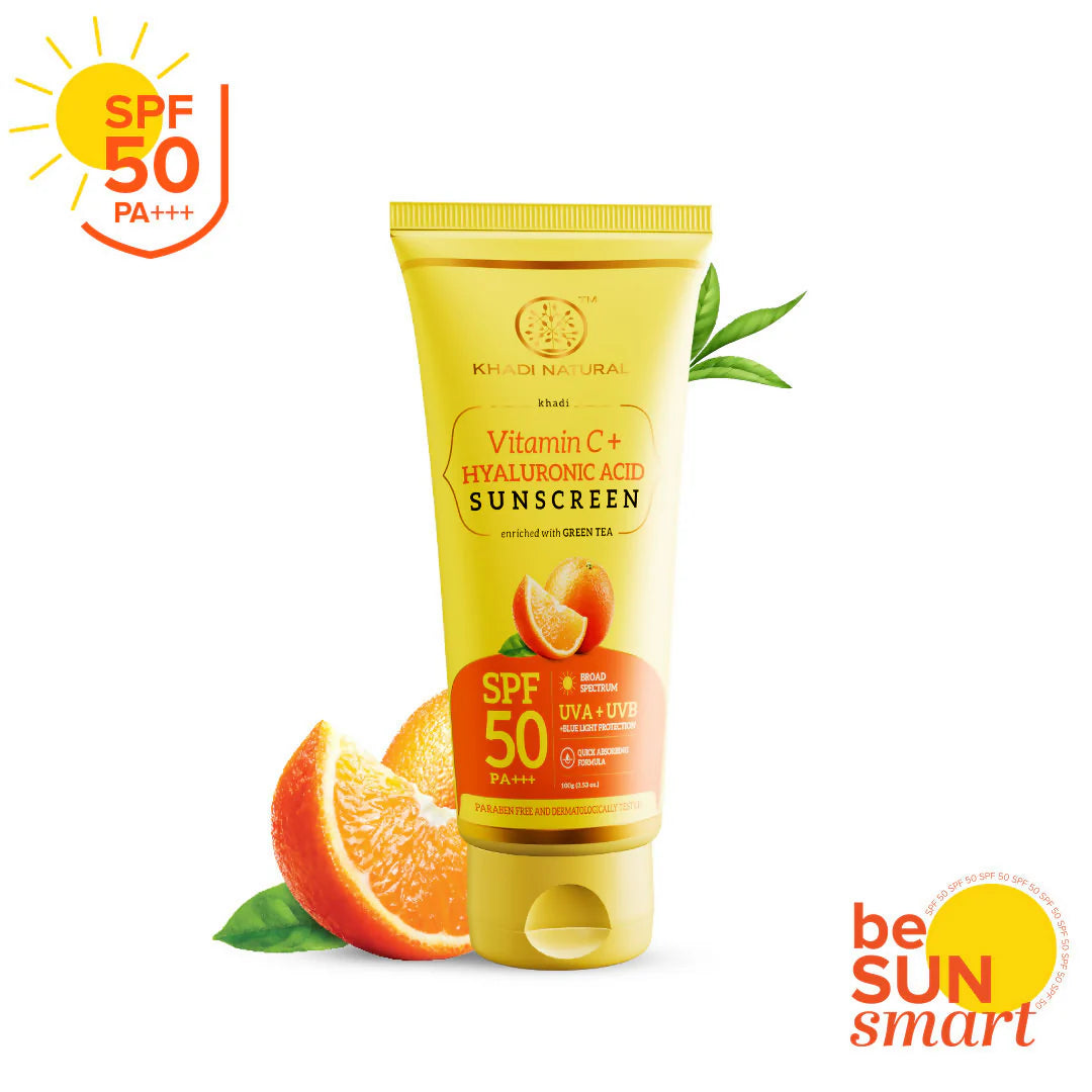 Khadi Natural Vitamin C + Hyaluronic Acid Sunscreen SPF 50 PA+++ - 100 gm