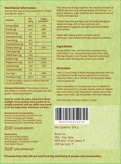 Isha Life Millet and Moringa Dosa Mix - 200 gm