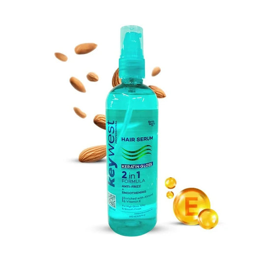 Keywest Professional Keratin Gloss Hair Serum - 2in1 Formula Anti-Frizz + Smoothening - 200 ml