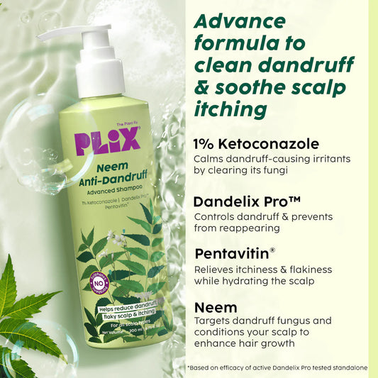 PLIX The Plant Fix Neem Anti-Dandruff Advanced Shampoo For Reduced Dandruff & Itchiness